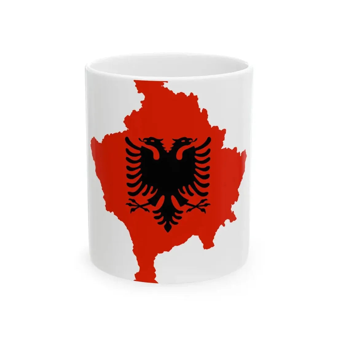 Kosovo with flag of Albania (Albania) White Coffee Mug 11oz - Go Mug Yourself