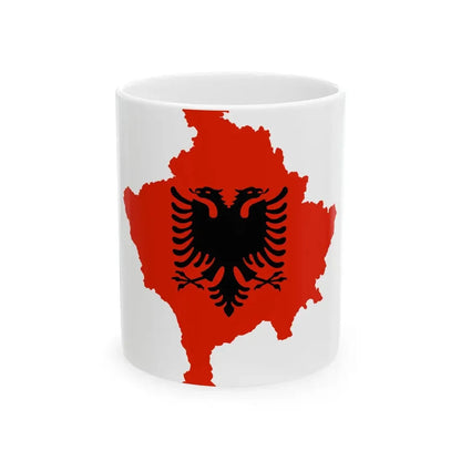 Kosovo with flag of Albania (Albania) White Coffee Mug 11oz - Go Mug Yourself