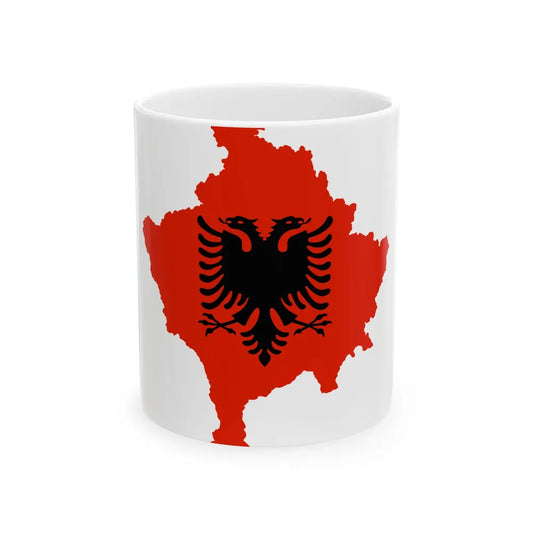 Kosovo with flag of Albania (Albania) White Coffee Mug 11oz - Go Mug Yourself