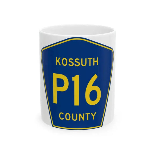 Kossuth County Route P16 IA (Iowa) (Road Sign) White Coffee Mug 11oz - Go Mug Yourself
