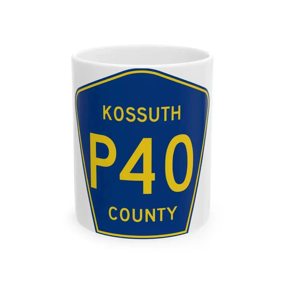 Kossuth County Route P40 IA (Iowa) (Road Sign) White Coffee Mug 11oz - Go Mug Yourself