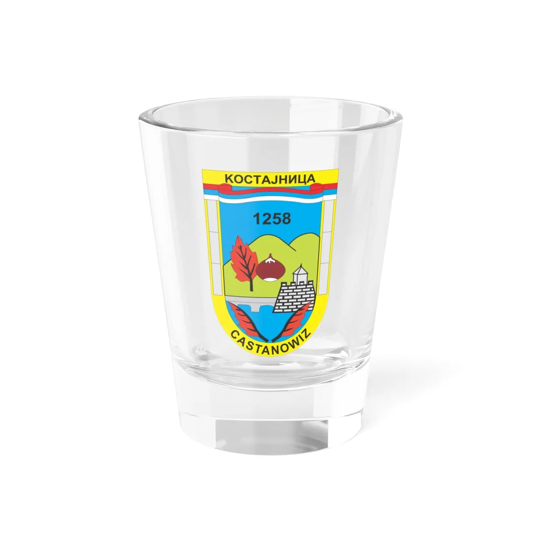 Kostajnica-grb (Bosnia and Herzegovina) (Coat of Arms) Shot Glass 1.5oz 1.5oz - Go Mug Yourself