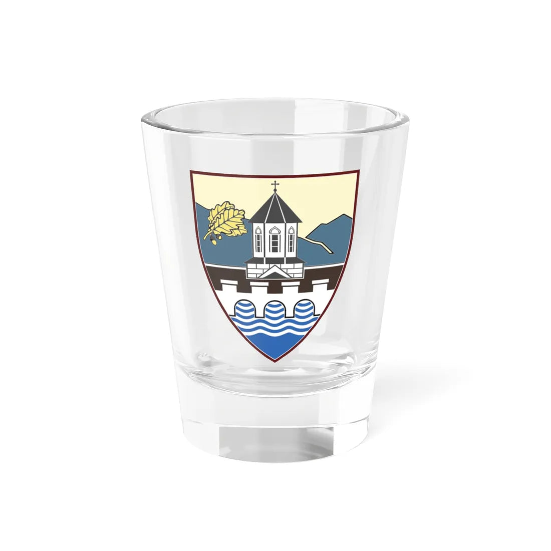 Kozarska Dubica grb (Bosnia and Herzegovina) (Coat of Arms) Shot Glass 1.5oz 1.5oz - Go Mug Yourself