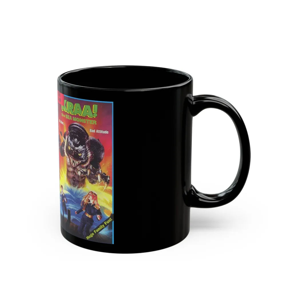 KRAA THE SEA MONSTER FAMILY (VHS COVER) - Black Coffee Mug-Go Mug Yourself