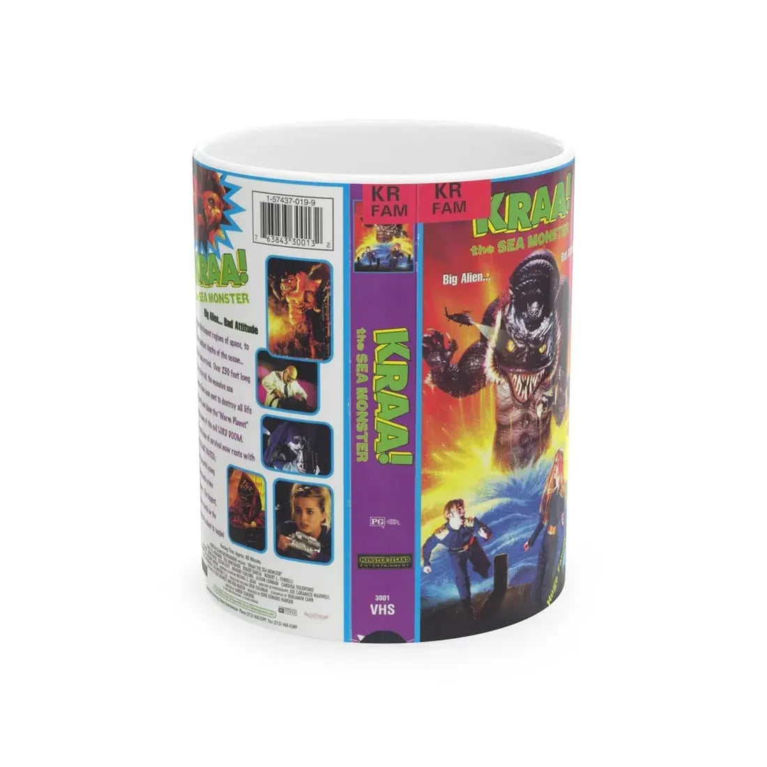 KRAA THE SEA MONSTER FAMILY (VHS COVER) - White Coffee Mug 11oz - Go Mug Yourself