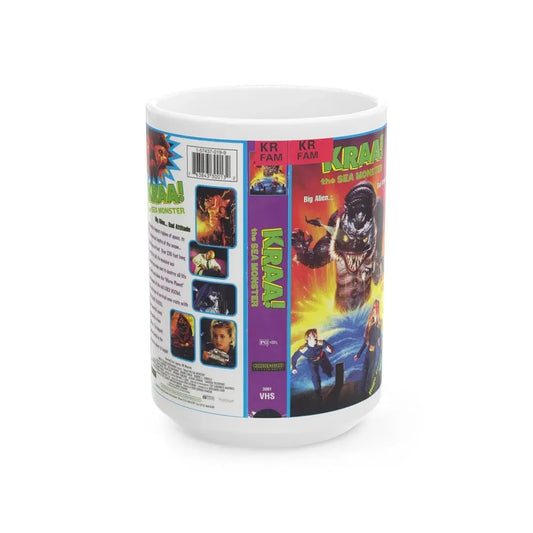 KRAA THE SEA MONSTER FAMILY (VHS COVER) - White Coffee Mug 15oz - Go Mug Yourself