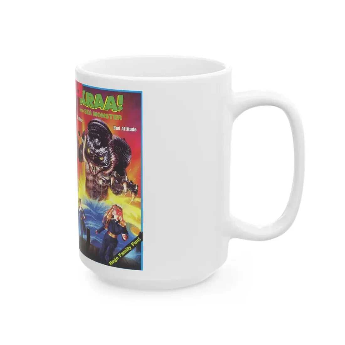 KRAA THE SEA MONSTER FAMILY (VHS COVER) - White Coffee Mug - Go Mug Yourself