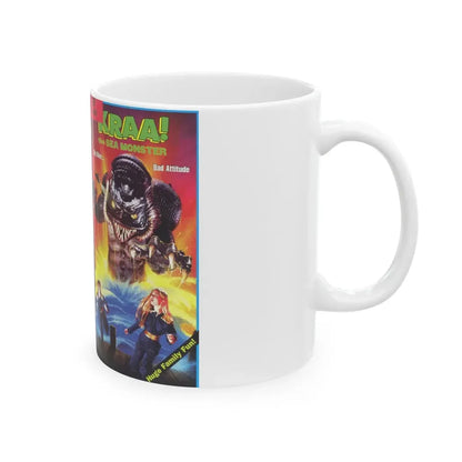 KRAA THE SEA MONSTER FAMILY (VHS COVER) - White Coffee Mug - Go Mug Yourself