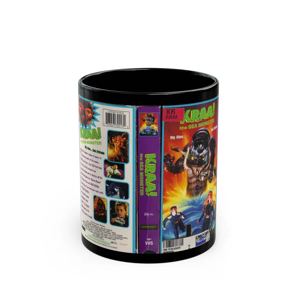 KRAA THE SEA MONSTER (VHS COVER) - Black Coffee Mug-11oz-Go Mug Yourself