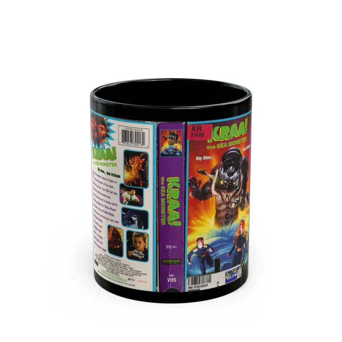 KRAA THE SEA MONSTER (VHS COVER) - Black Coffee Mug 11oz - Go Mug Yourself