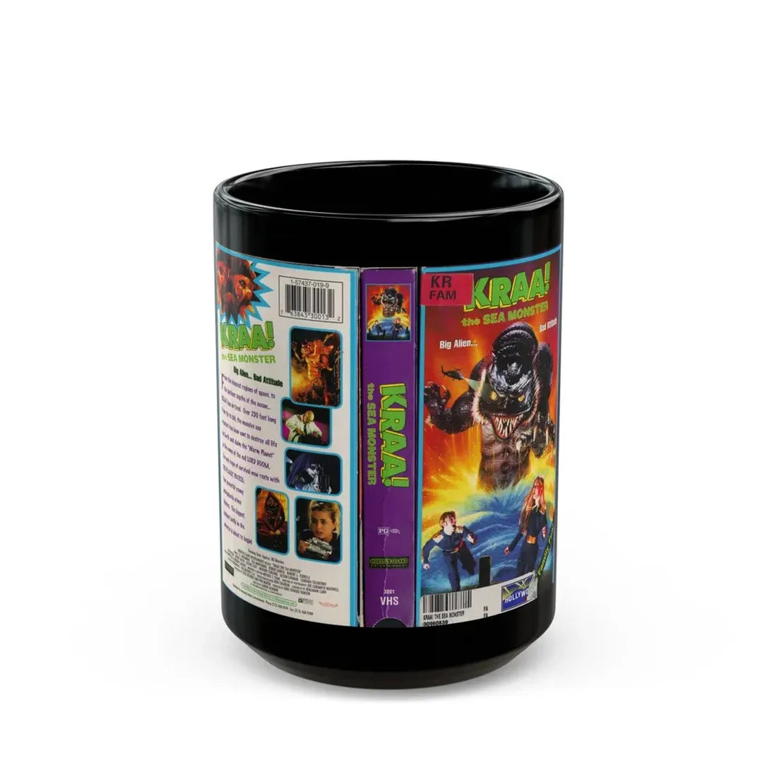 KRAA THE SEA MONSTER (VHS COVER) - Black Coffee Mug 15oz - Go Mug Yourself