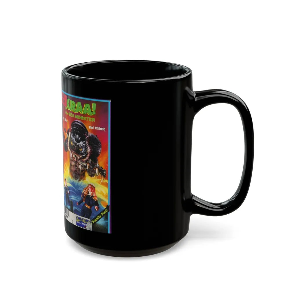 KRAA THE SEA MONSTER (VHS COVER) - Black Coffee Mug-Go Mug Yourself