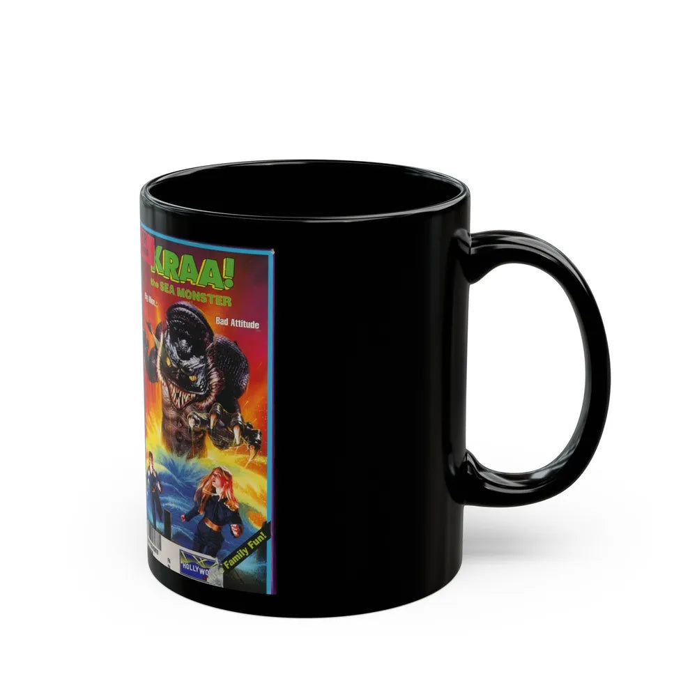 KRAA THE SEA MONSTER (VHS COVER) - Black Coffee Mug-Go Mug Yourself