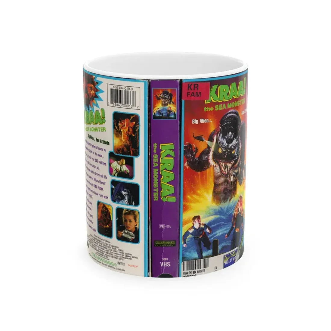 KRAA THE SEA MONSTER (VHS COVER) - White Coffee Mug 11oz - Go Mug Yourself