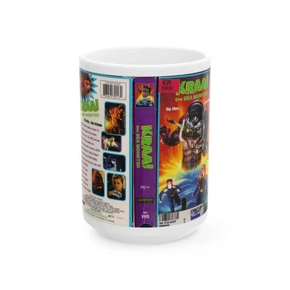 KRAA THE SEA MONSTER (VHS COVER) - White Coffee Mug 15oz - Go Mug Yourself