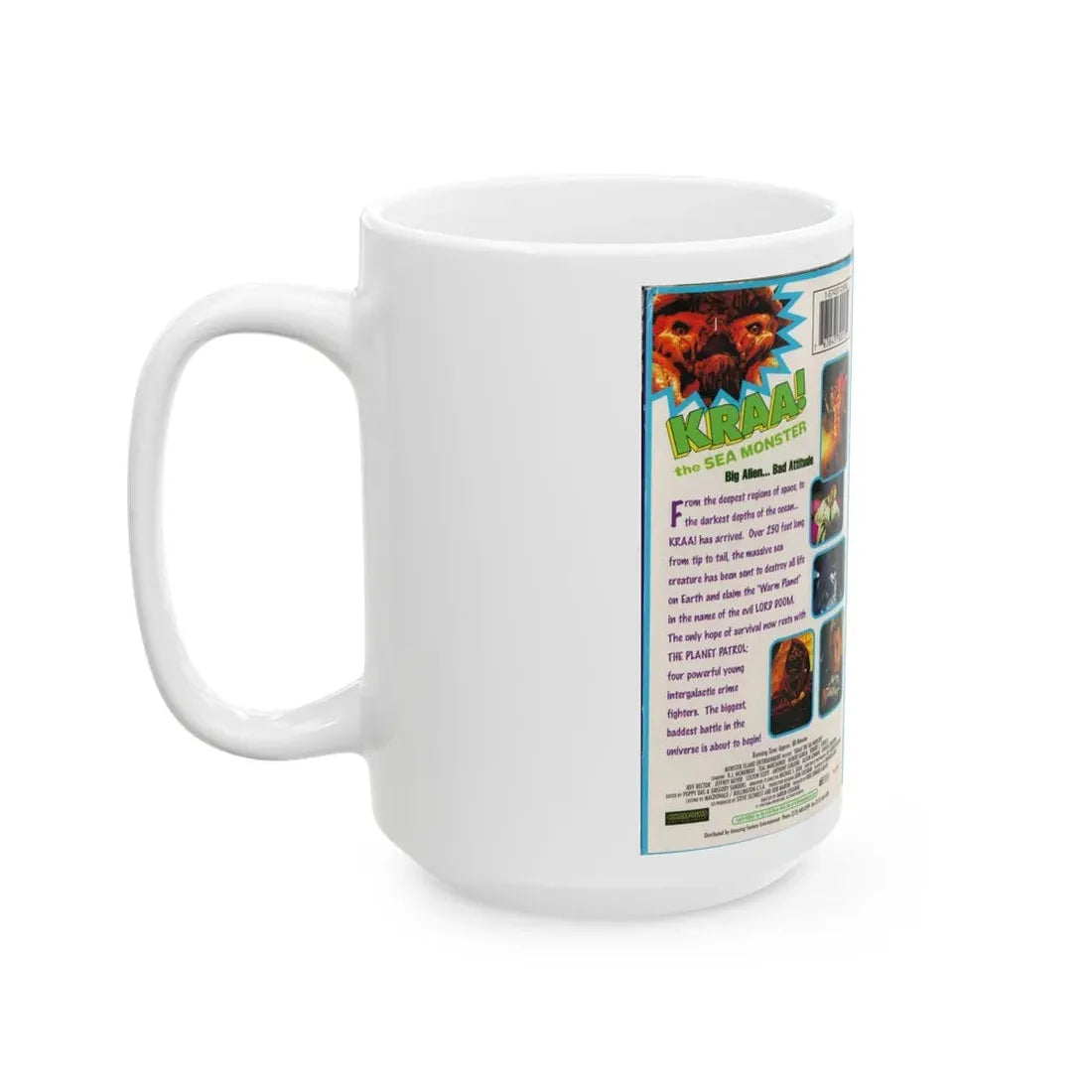 KRAA THE SEA MONSTER (VHS COVER) - White Coffee Mug - Go Mug Yourself