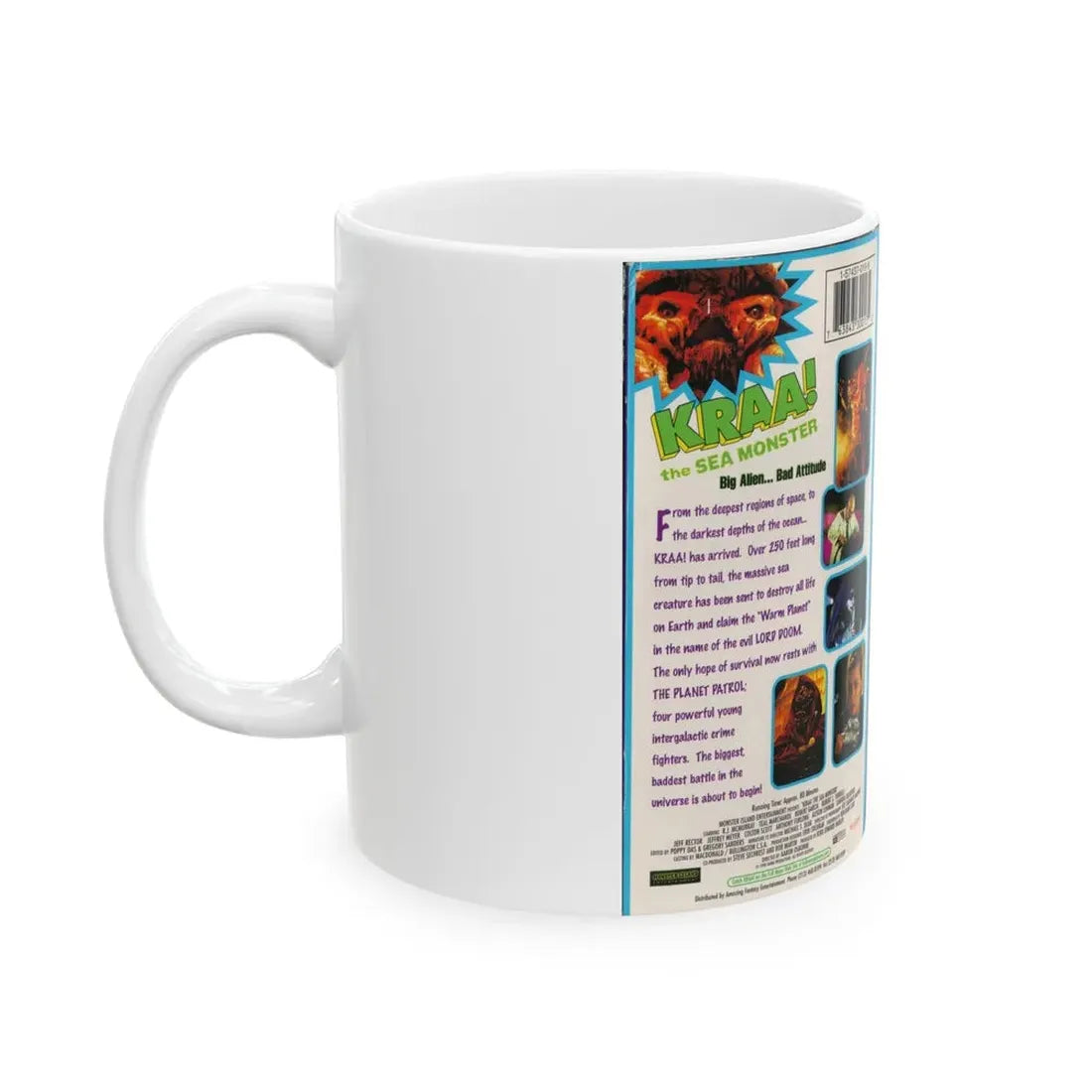 KRAA THE SEA MONSTER (VHS COVER) - White Coffee Mug - Go Mug Yourself