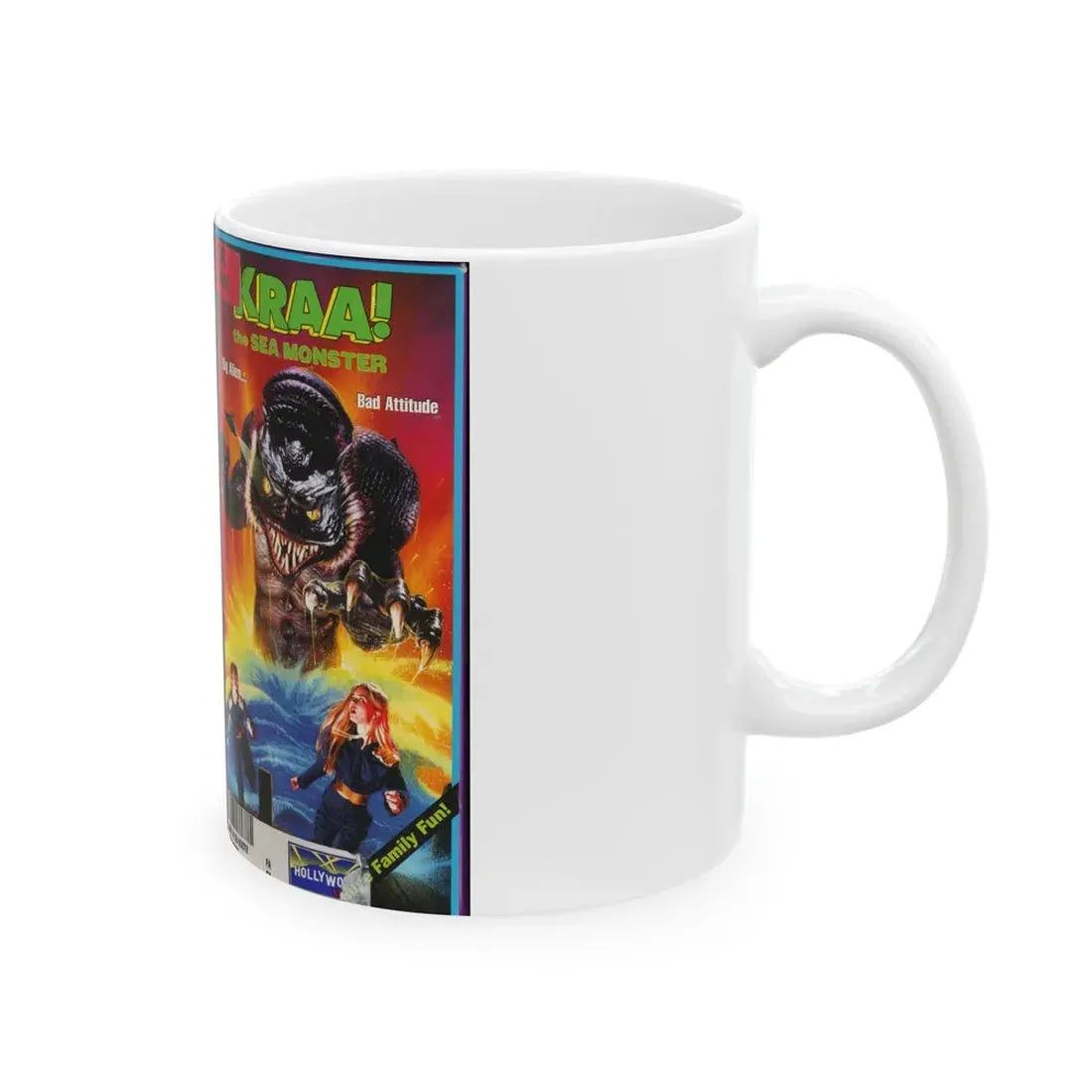 KRAA THE SEA MONSTER (VHS COVER) - White Coffee Mug - Go Mug Yourself
