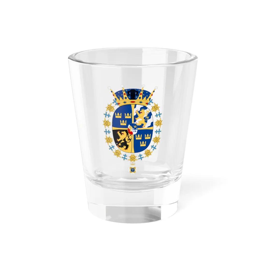 Kronprinsessan Victoria vapen med Serafimerorden (Sweden) (Coat of Arms) Shot Glass 1.5oz 1.5oz - Go Mug Yourself