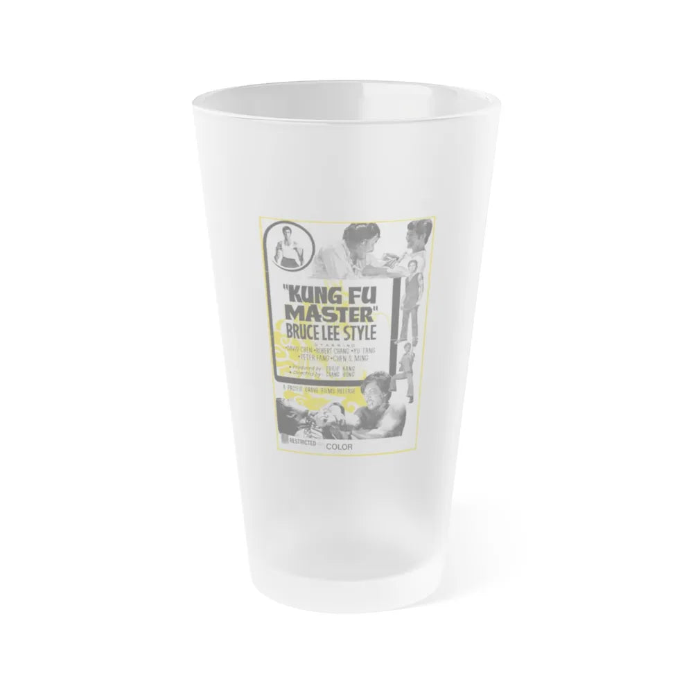 KUNG FU MASTER BRUCE LEE STYLE 1972 Movie Poster - Frosted Pint Glass 16oz-16oz-Frosted-Go Mug Yourself