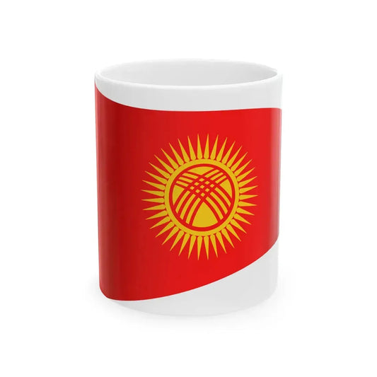 Kyrgyzstan Flag - iconic waving (Kyrgyzstan) White Coffee Mug 11oz - Go Mug Yourself
