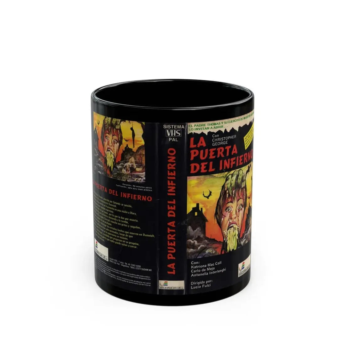 LA PUERTA DEL INFIERNO (VHS COVER) - Black Coffee Mug 11oz - Go Mug Yourself
