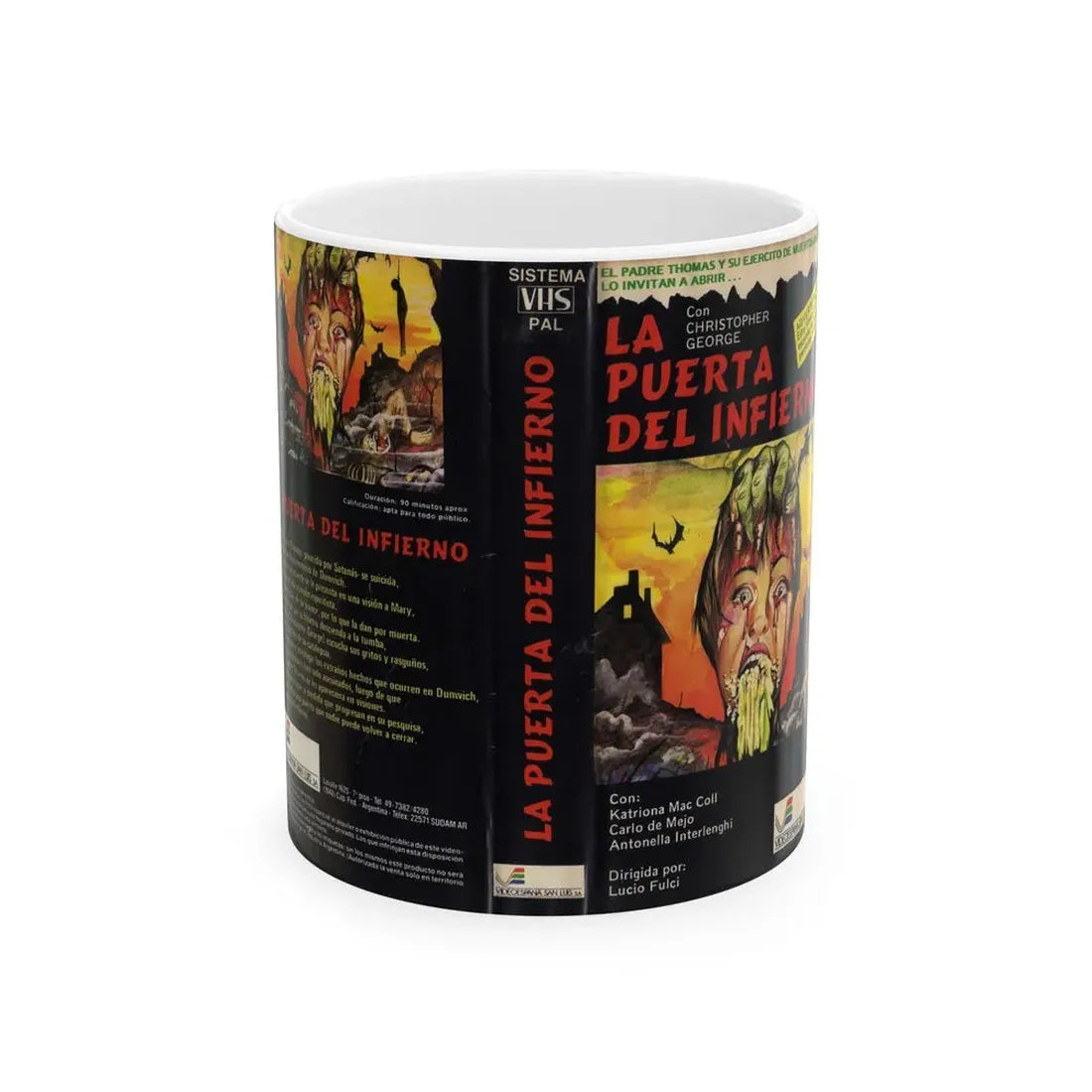 LA PUERTA DEL INFIERNO (VHS COVER) - White Coffee Mug 11oz - Go Mug Yourself