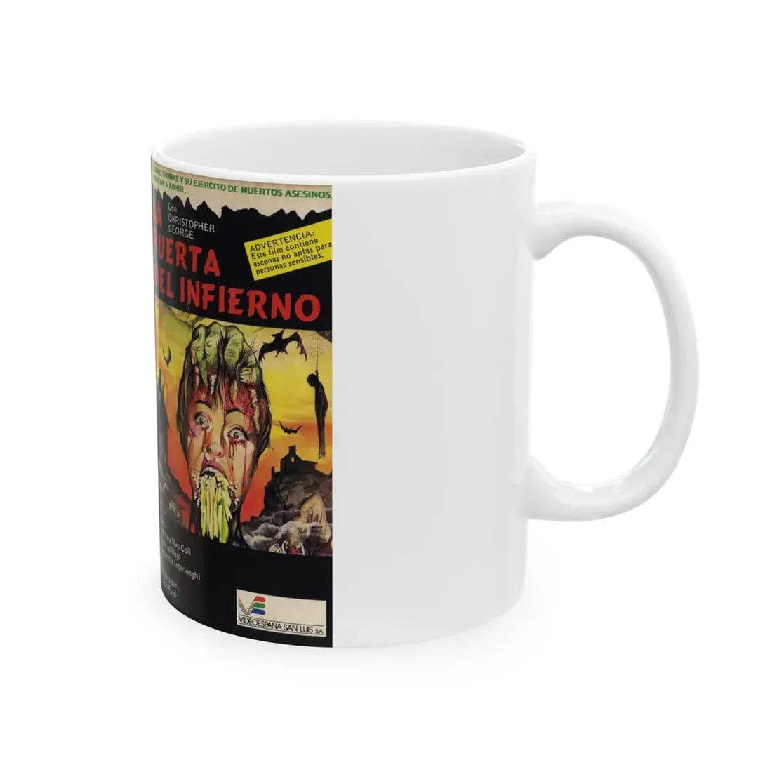 LA PUERTA DEL INFIERNO (VHS COVER) - White Coffee Mug - Go Mug Yourself