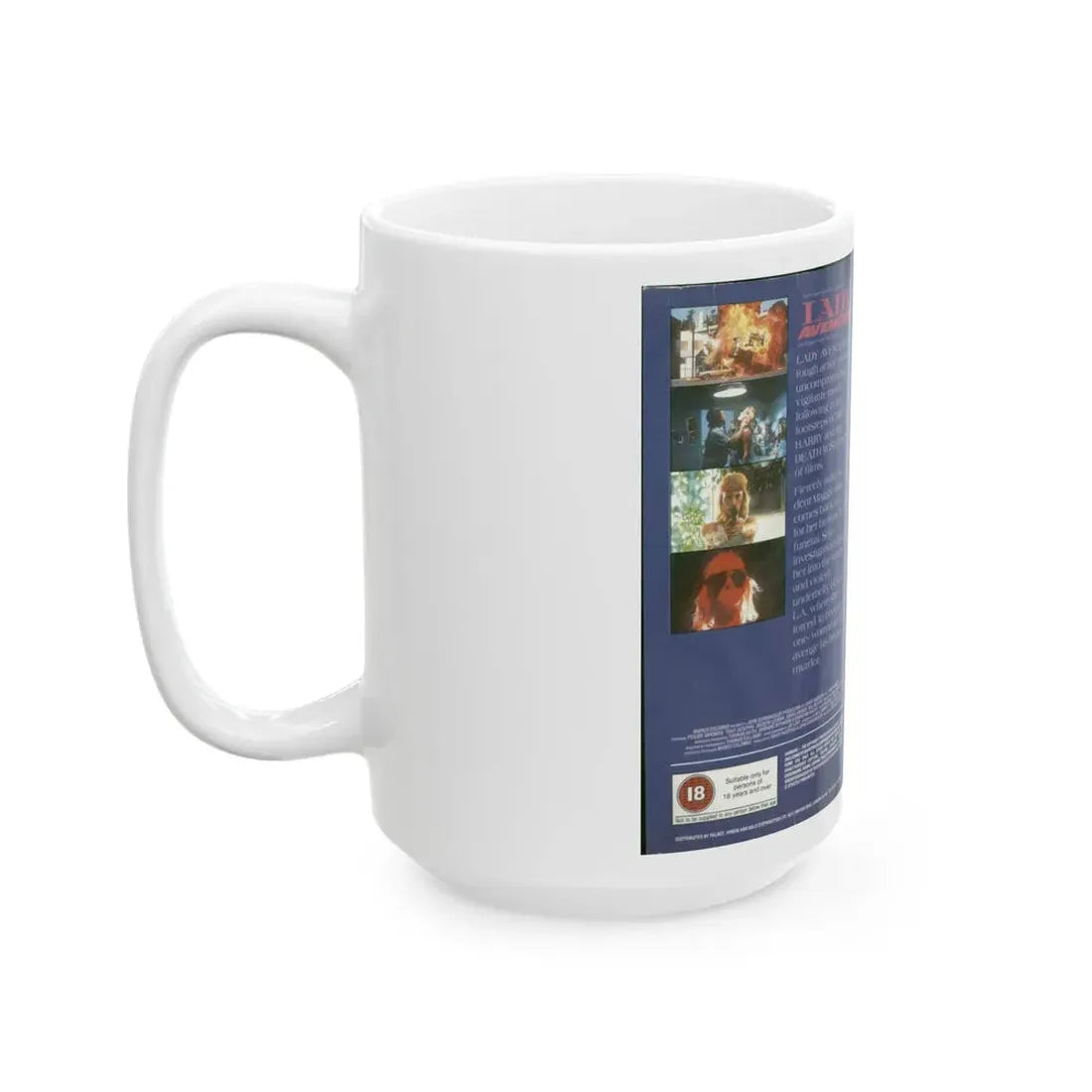 LADY AVENGER (VHS COVER) - White Coffee Mug - Go Mug Yourself