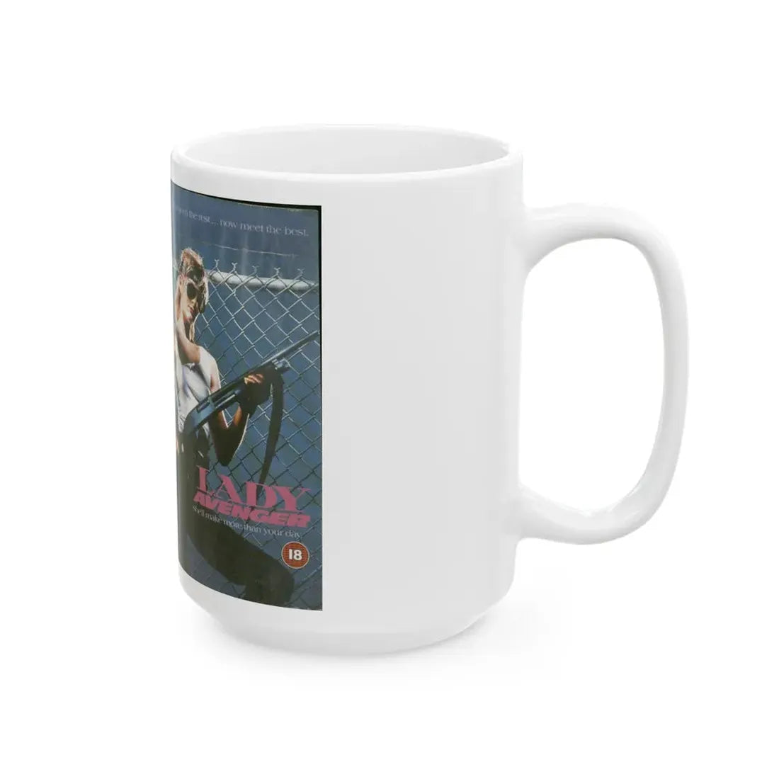 LADY AVENGER (VHS COVER) - White Coffee Mug - Go Mug Yourself