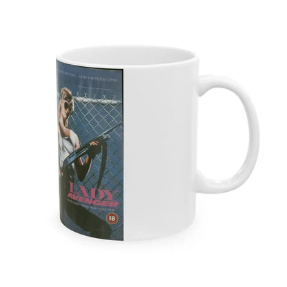 LADY AVENGER (VHS COVER) - White Coffee Mug - Go Mug Yourself