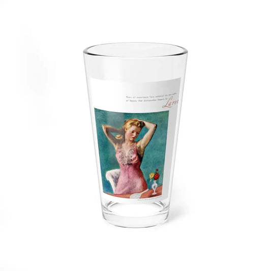 Lady In Laros Gown, advertisement, Harper's Bazaar, February 1946 - Pint Glass 16oz 16oz - Go Mug Yourself