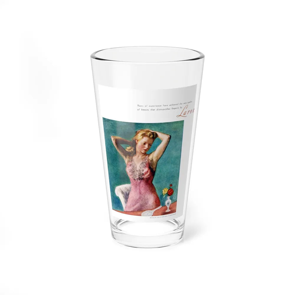 Lady In Laros Gown, advertisement, Harper's Bazaar, February 1946 - Pint Glass 16oz-16oz-Go Mug Yourself