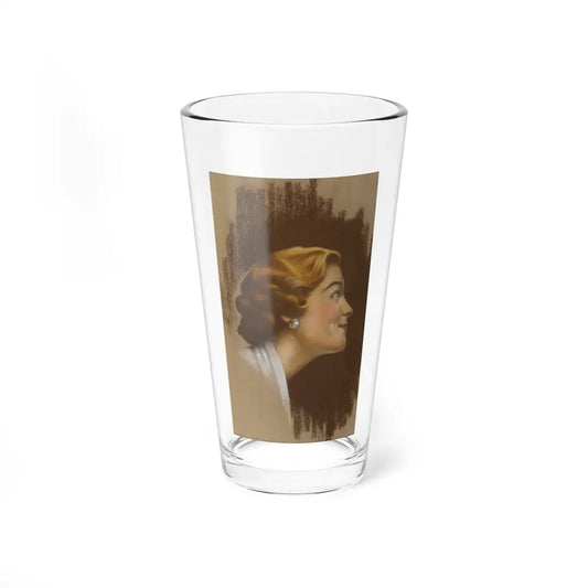 Lady in Profile, original illustration - Pint Glass 16oz 16oz - Go Mug Yourself