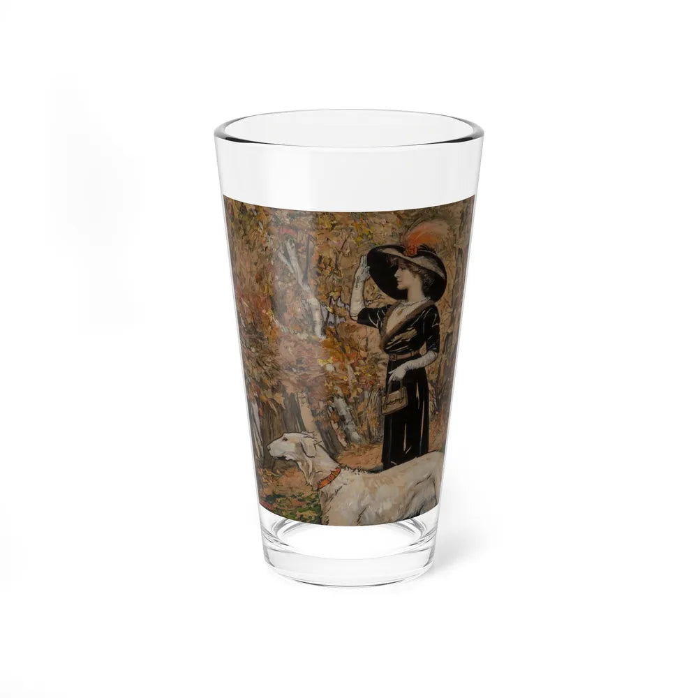 Lady Walking a Borzoi - Pint Glass 16oz-16oz-Go Mug Yourself