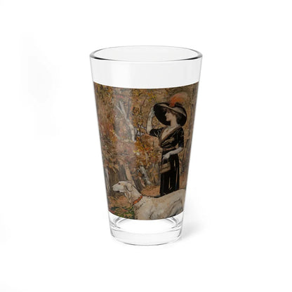 Lady Walking a Borzoi - Pint Glass 16oz-16oz-Go Mug Yourself