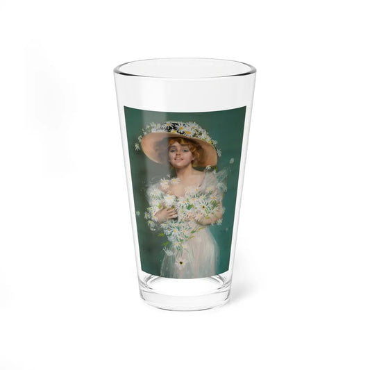 Lady with Daises - Pint Glass 16oz-16oz-Go Mug Yourself