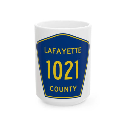 Lafayette County Route 1021 MS (Mississippi) (Road Sign) White Coffee Mug 15oz - Go Mug Yourself