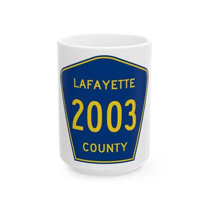 Lafayette County Route 2003 MS (Mississippi) (Road Sign) White Coffee Mug 15oz - Go Mug Yourself