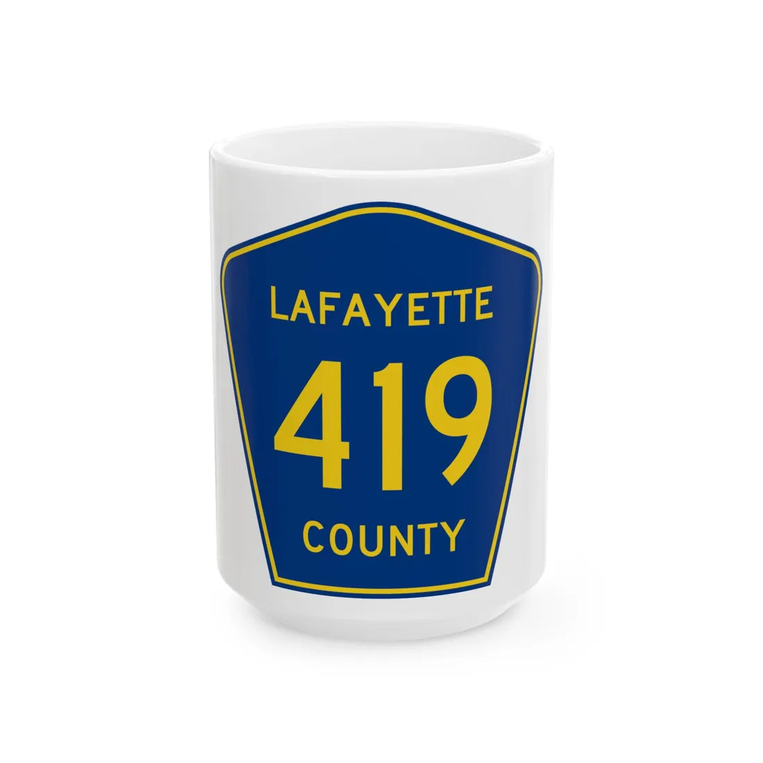 Lafayette County Route 419 MS (Mississippi) (Road Sign) White Coffee Mug 15oz - Go Mug Yourself