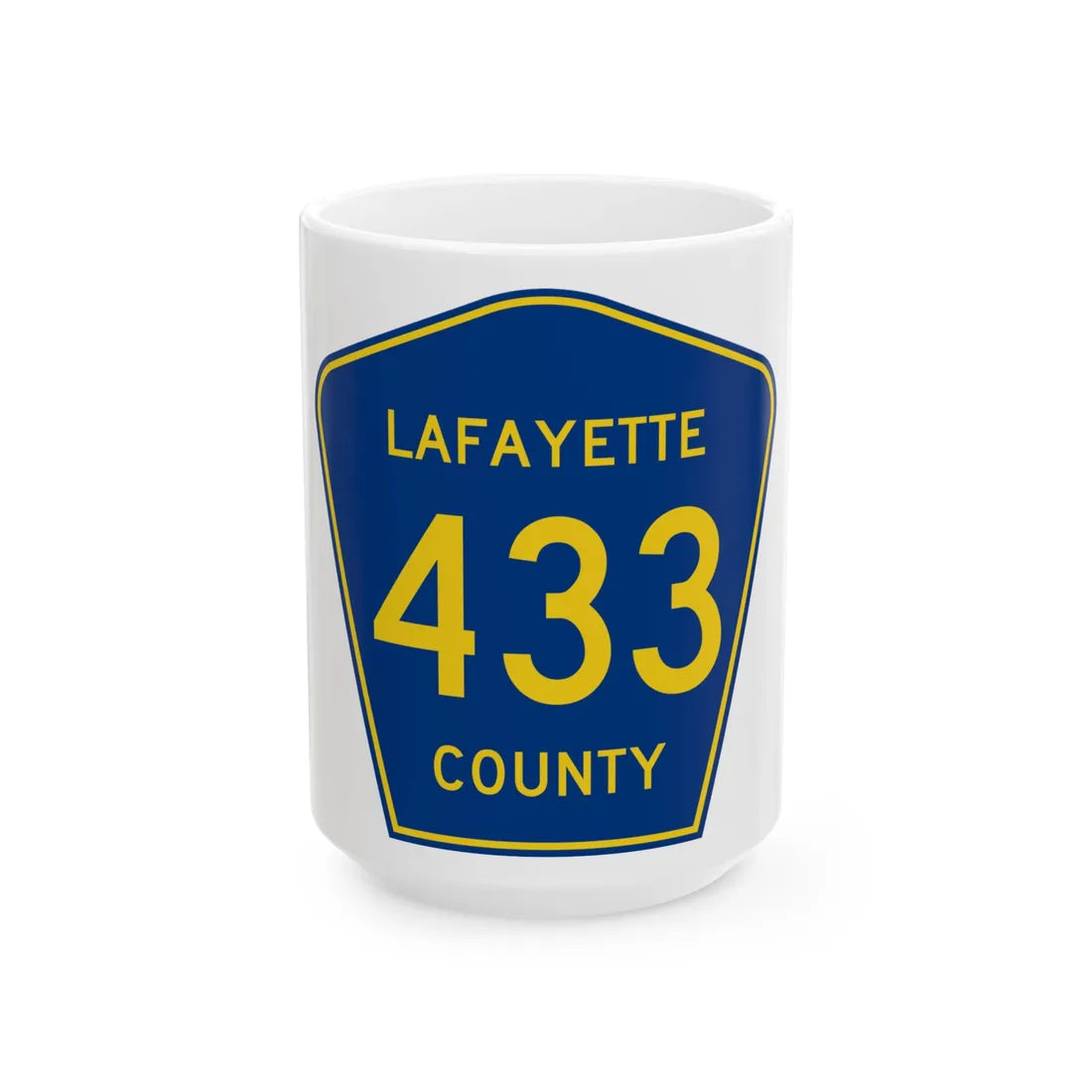 Lafayette County Route 433 MS (Mississippi) (Road Sign) White Coffee Mug 15oz - Go Mug Yourself