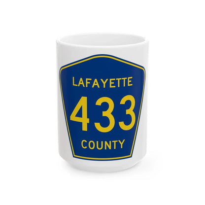 Lafayette County Route 433 MS (Mississippi) (Road Sign) White Coffee Mug 15oz - Go Mug Yourself