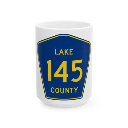 Lake County 145 (California) (Road Sign) White Coffee Mug 15oz - Go Mug Yourself
