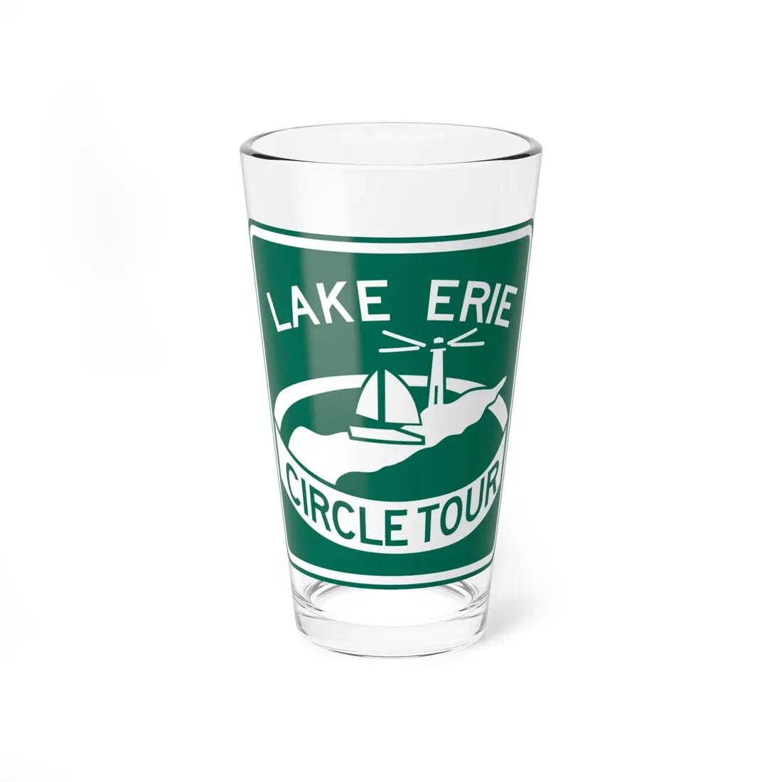 Lake Erie Circle Tour (Ohio) (Road Sign) Pint Glass 16oz 16oz - Go Mug Yourself