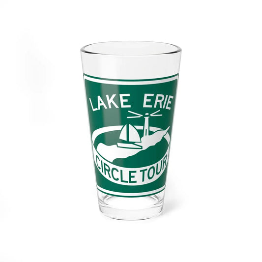 Lake Erie Circle Tour (Ohio) (Road Sign) Pint Glass 16oz 16oz - Go Mug Yourself