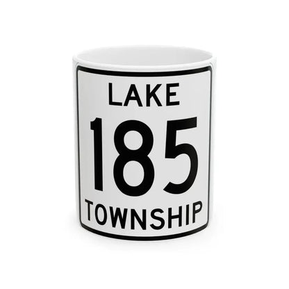 Lake Township Route 185 Logan County Ohio (Ohio) (Road Sign) White Coffee Mug 11oz - Go Mug Yourself