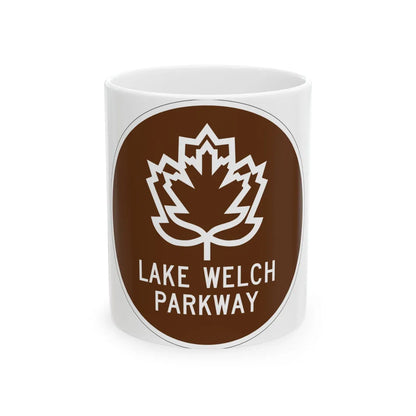 Lake Welch Pkwy Shield (New York) (Road Sign) White Coffee Mug 11oz - Go Mug Yourself