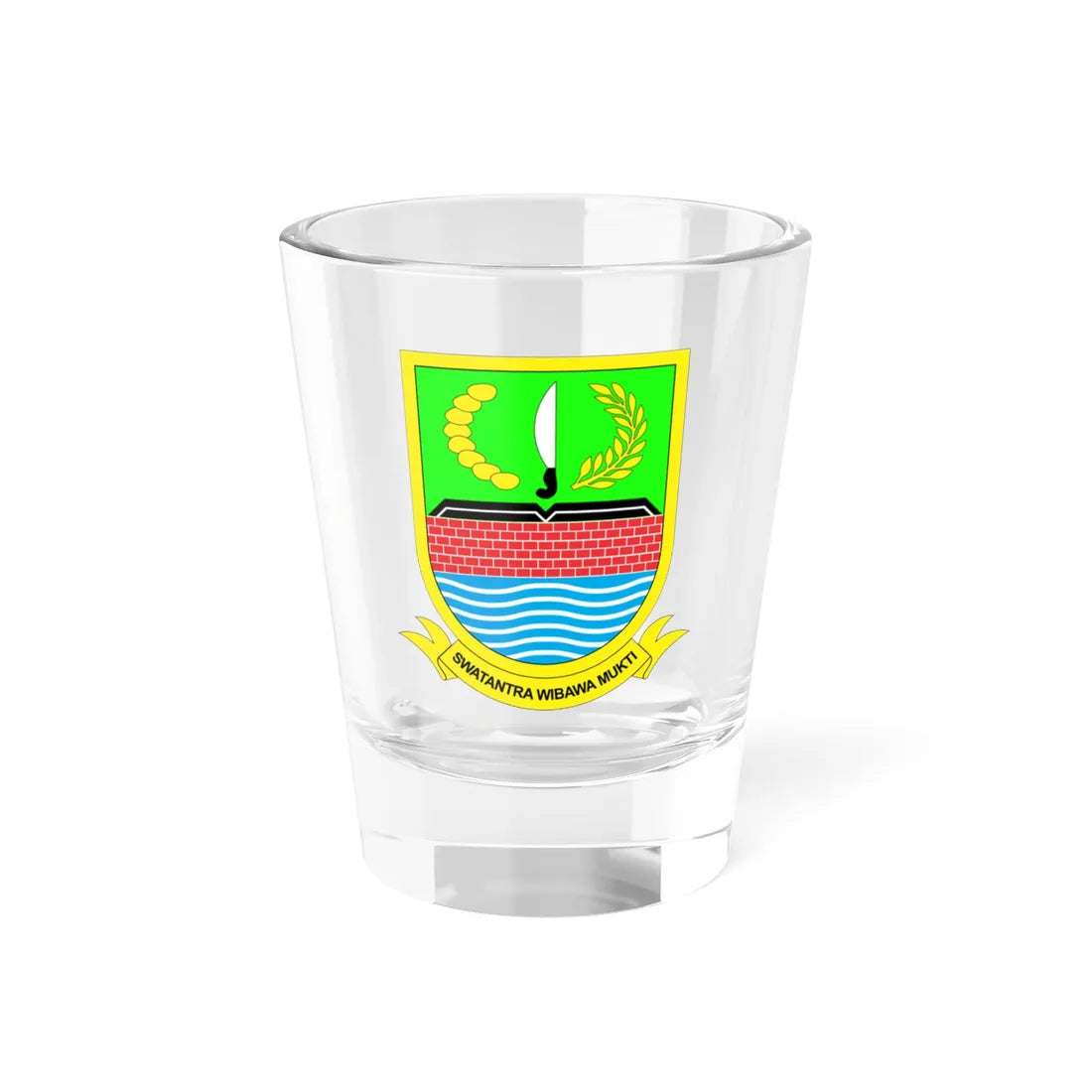 Lambang Kabupaten Bekasi (Indonesia) (Coat of Arms) Shot Glass 1.5oz 1.5oz - Go Mug Yourself