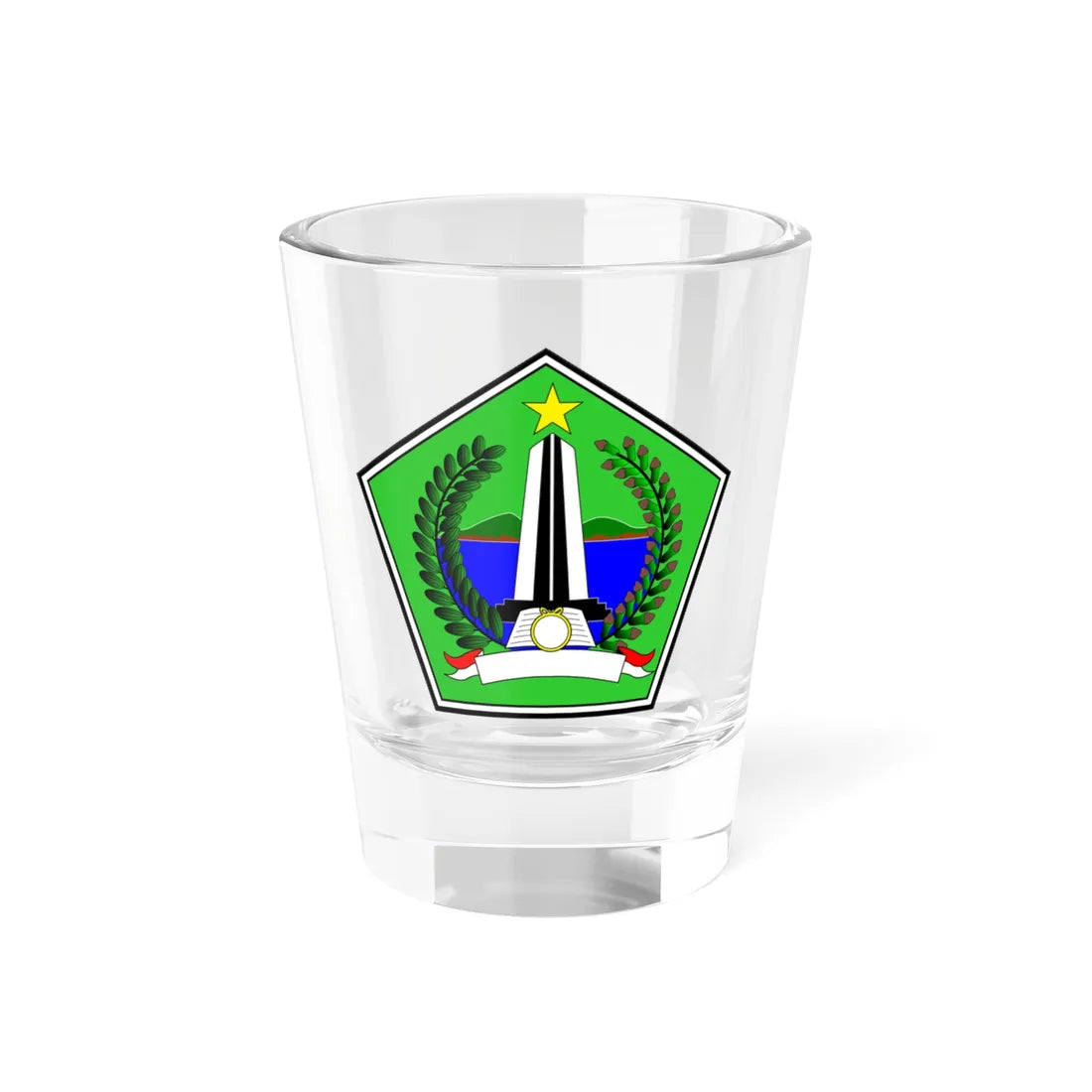 Lambang Kabupaten Kolaka Utara (Indonesia) (Coat of Arms) Shot Glass 1.5oz 1.5oz - Go Mug Yourself