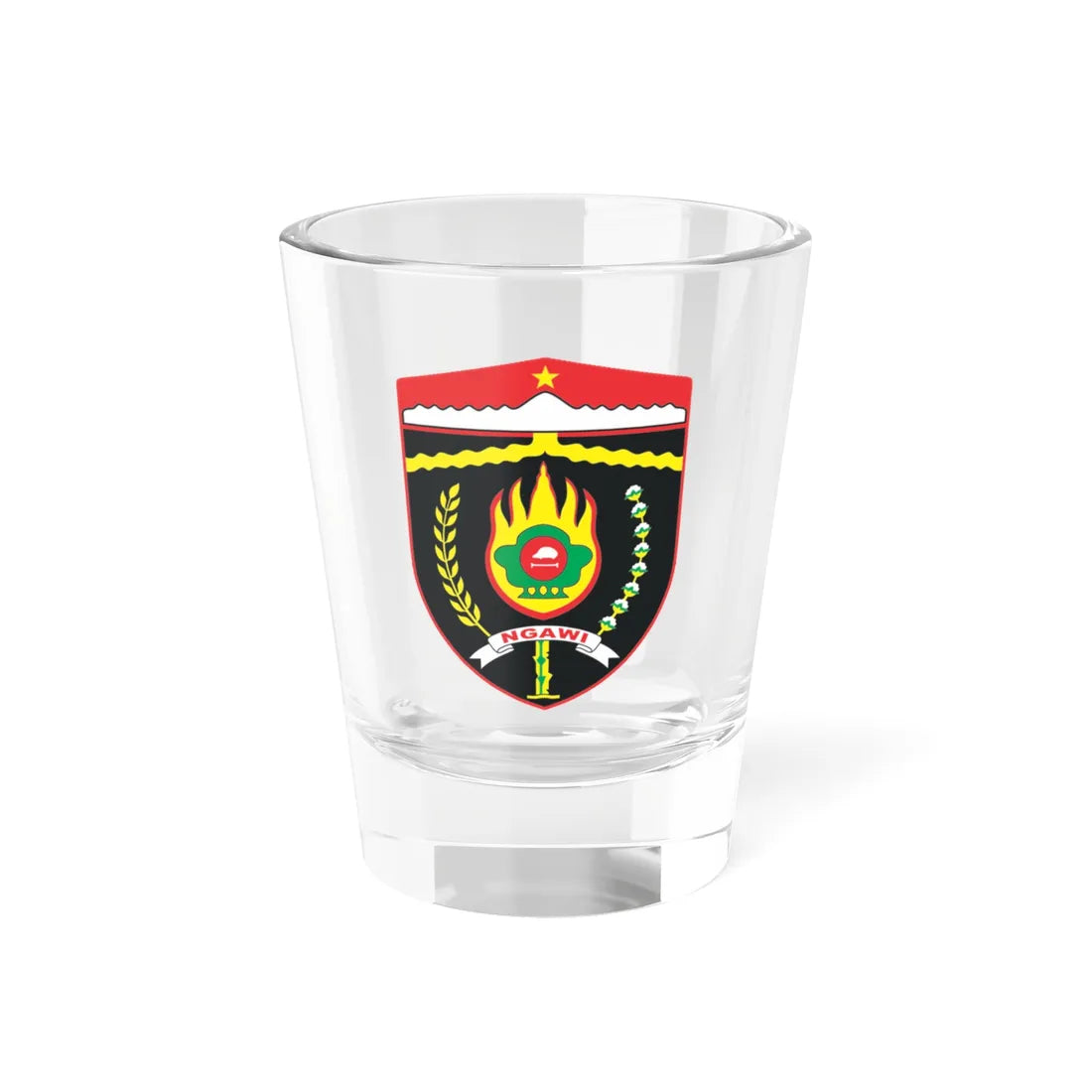 Lambang Kabupaten Ngawi svg (Indonesia) (Coat of Arms) Shot Glass 1.5oz 1.5oz - Go Mug Yourself